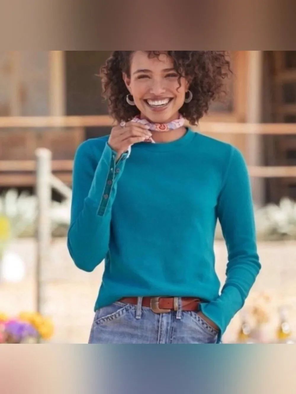 Sundance Whimsical Coastal Cowgirl Preppy Layer Fun Eclectic Staple Top XS